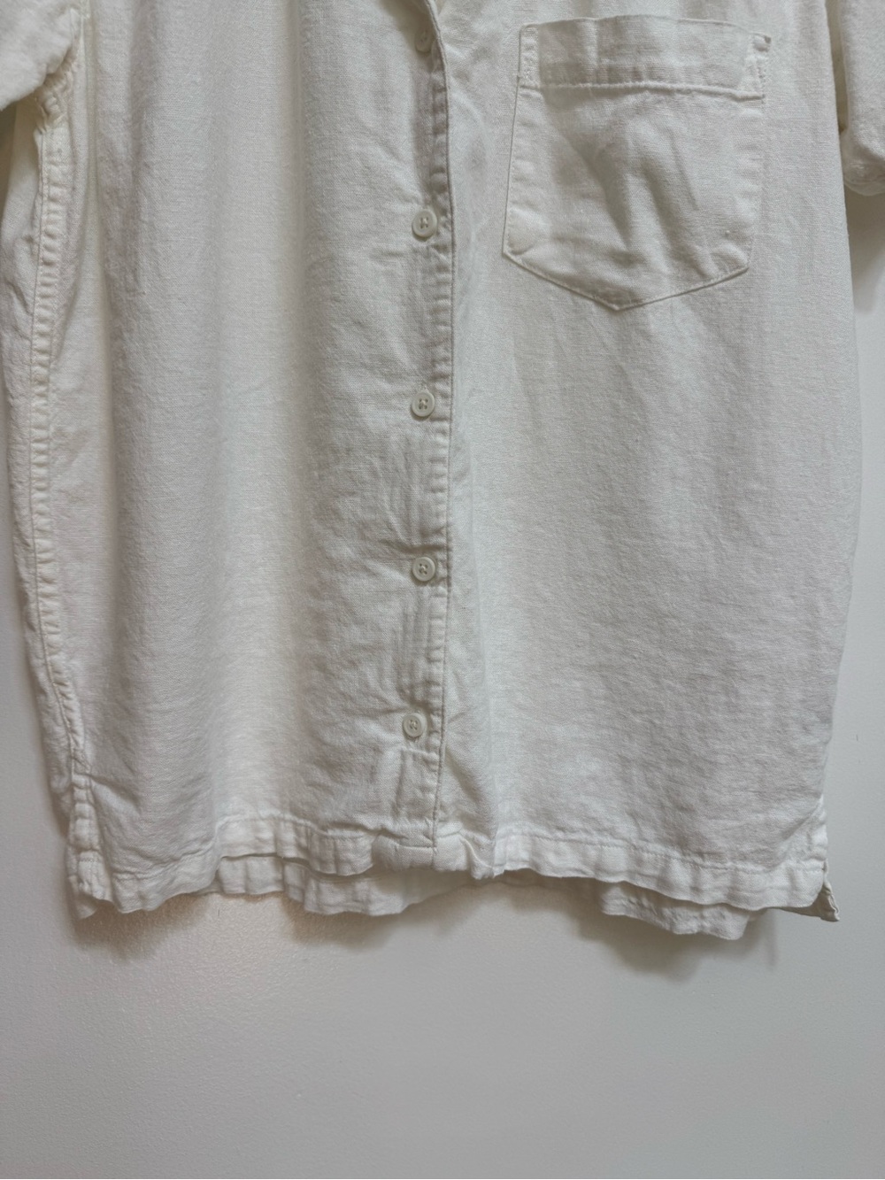 We Wore What Linen Blend Button Down Short Sleeve Blouse Top Women Medium White - Picture 5 of 12